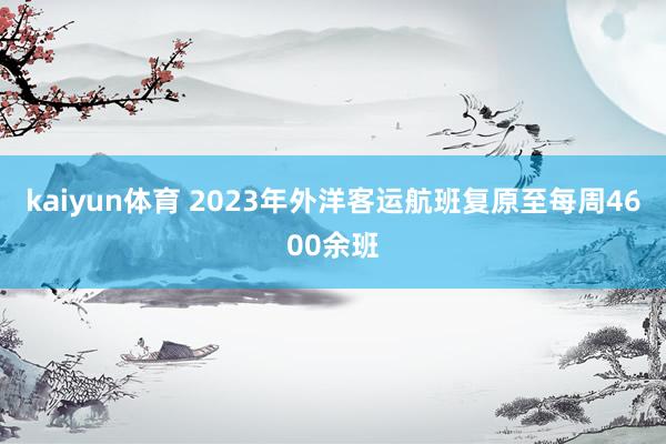 kaiyun体育 2023年外洋客运航班复原至每周4600余班
